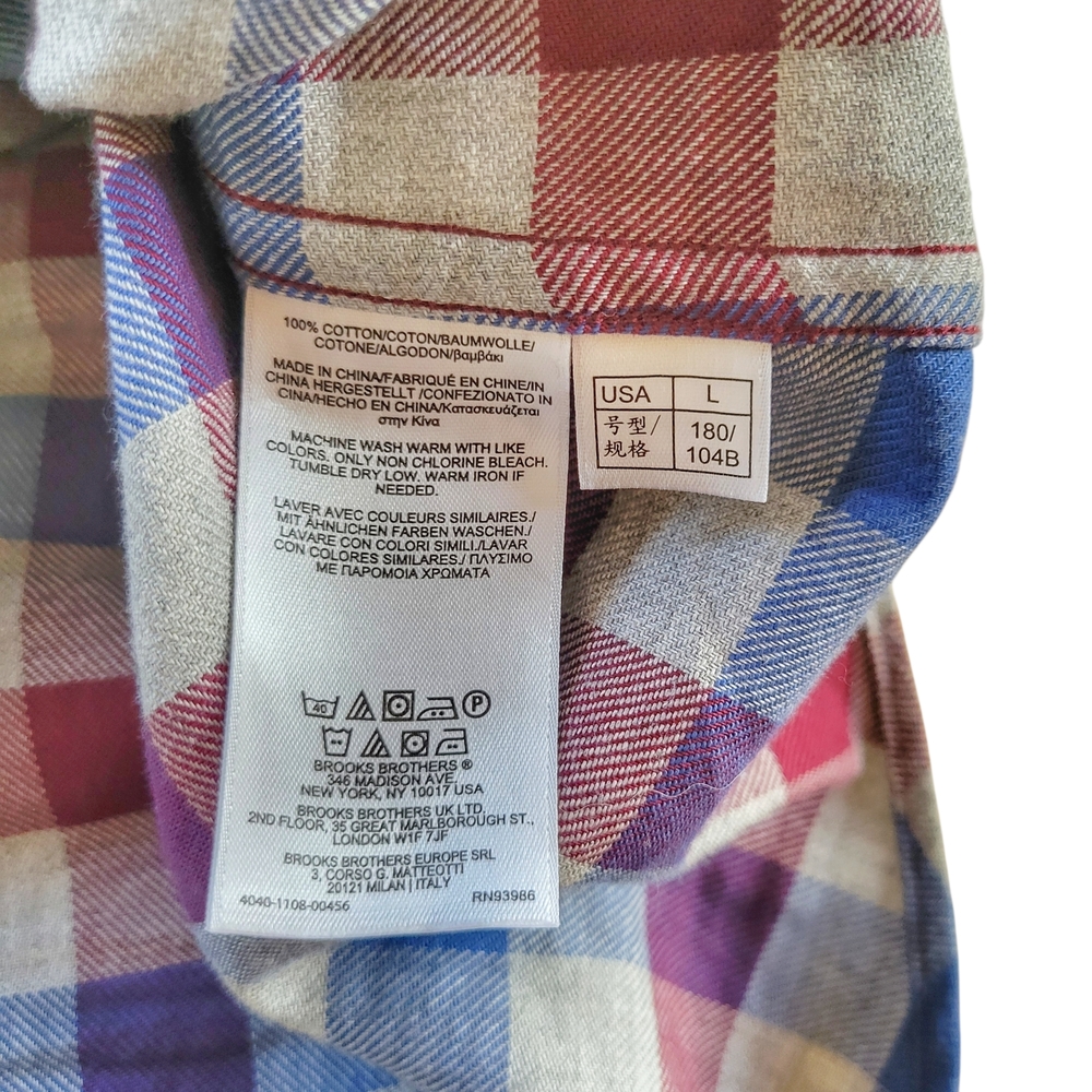 Brooks Brothers // M's Regent Sports Shirt // L // Royal Blue, Grey & Merlot - Picture 8 of 8
